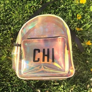 ✰ clear holographic mini vs pink backpack